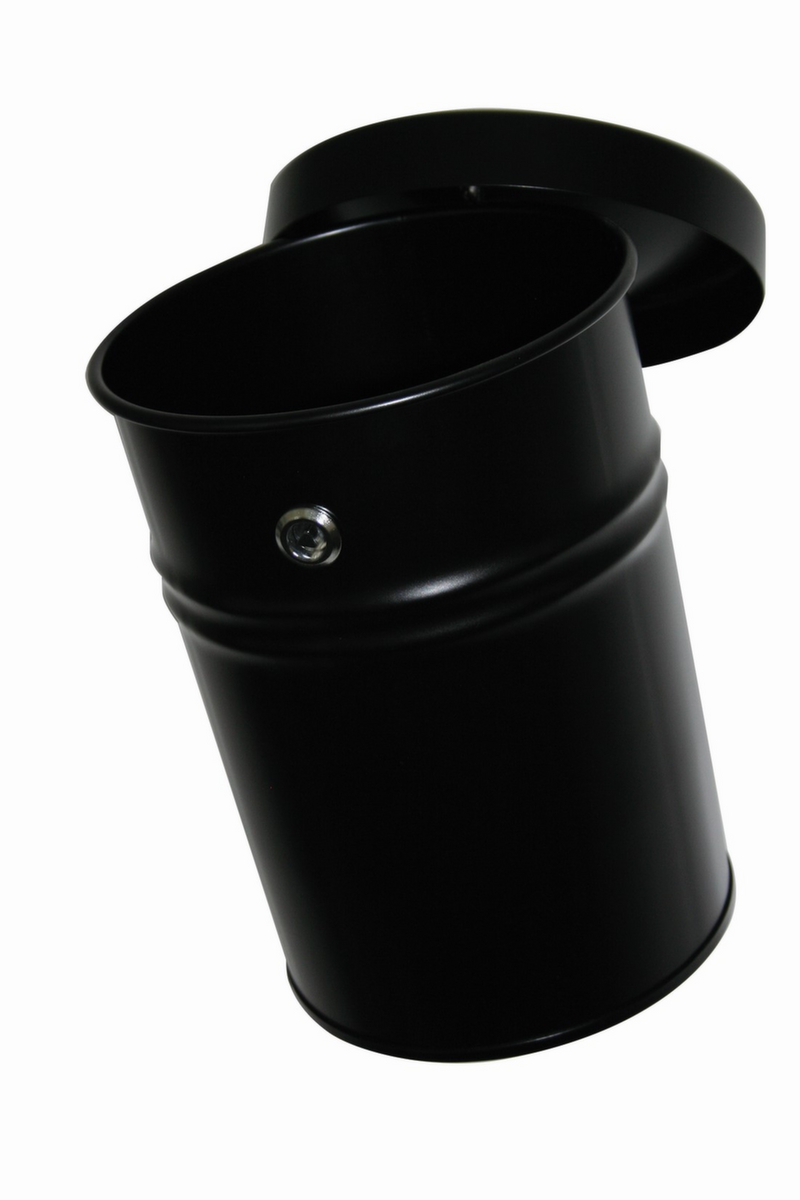 Selbstlöschender Abfallbehälter FIRE EX zur Wandbefestigung, 24 l, schwarz, Kopfteil schwarz Standard 1 ZOOM
