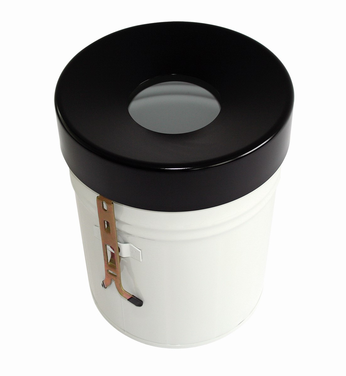 Selbstlöschender Abfallbehälter FIRE EX zur Wandbefestigung, 24 l, weiß, Kopfteil schwarz Standard 1 ZOOM