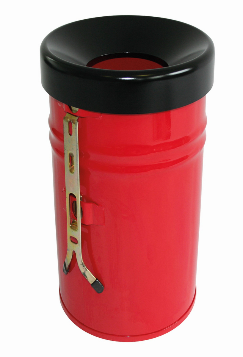 Selbstlöschender Abfallbehälter FIRE EX zur Wandbefestigung, 60 l, rot, Kopfteil schwarz Standard 1 ZOOM