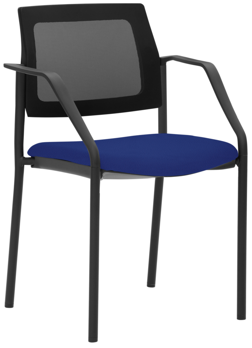 Mayer Sitzmöbel Stapelstuhl myPLANO mit Armlehnen, Sitz Stoff (100% Polyester), mittelblau Standard 1 ZOOM