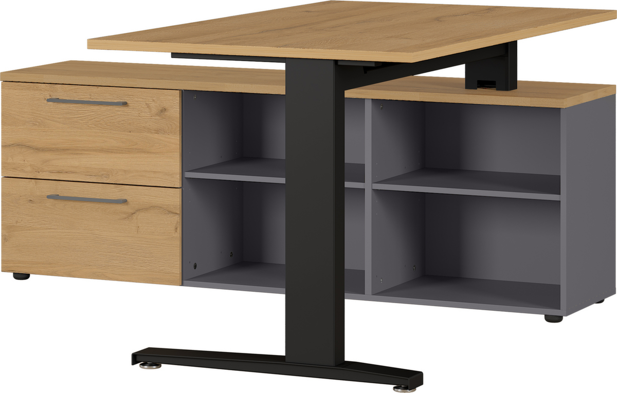Schreibtisch, C-Fußgestell, Breite 1400 mm, Grandson-Eiche/schwarz Standard 5 ZOOM