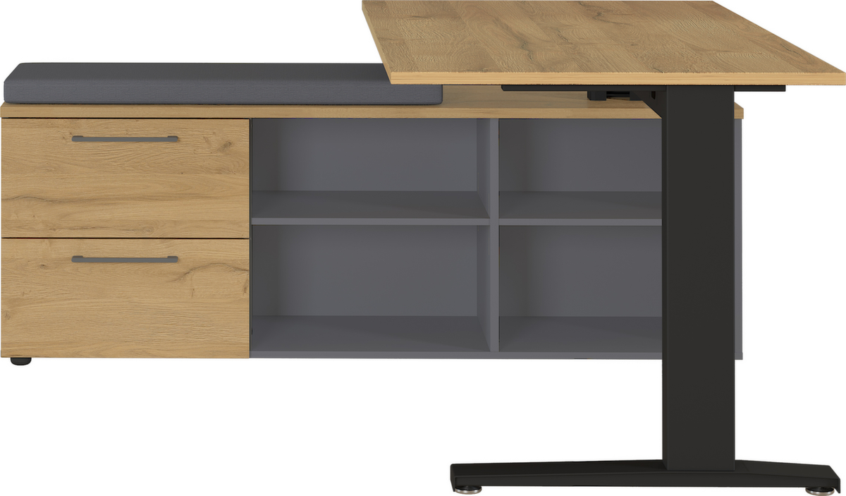 Schreibtisch, C-Fußgestell, Breite 1400 mm, Grandson-Eiche/schwarz Standard 2 ZOOM