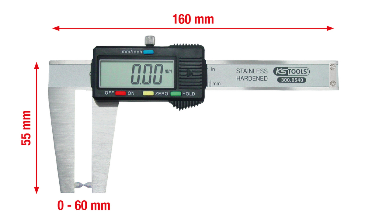 KS Tools Digital-Bremsscheiben-Messschieber 0-60mm Standard 2 ZOOM