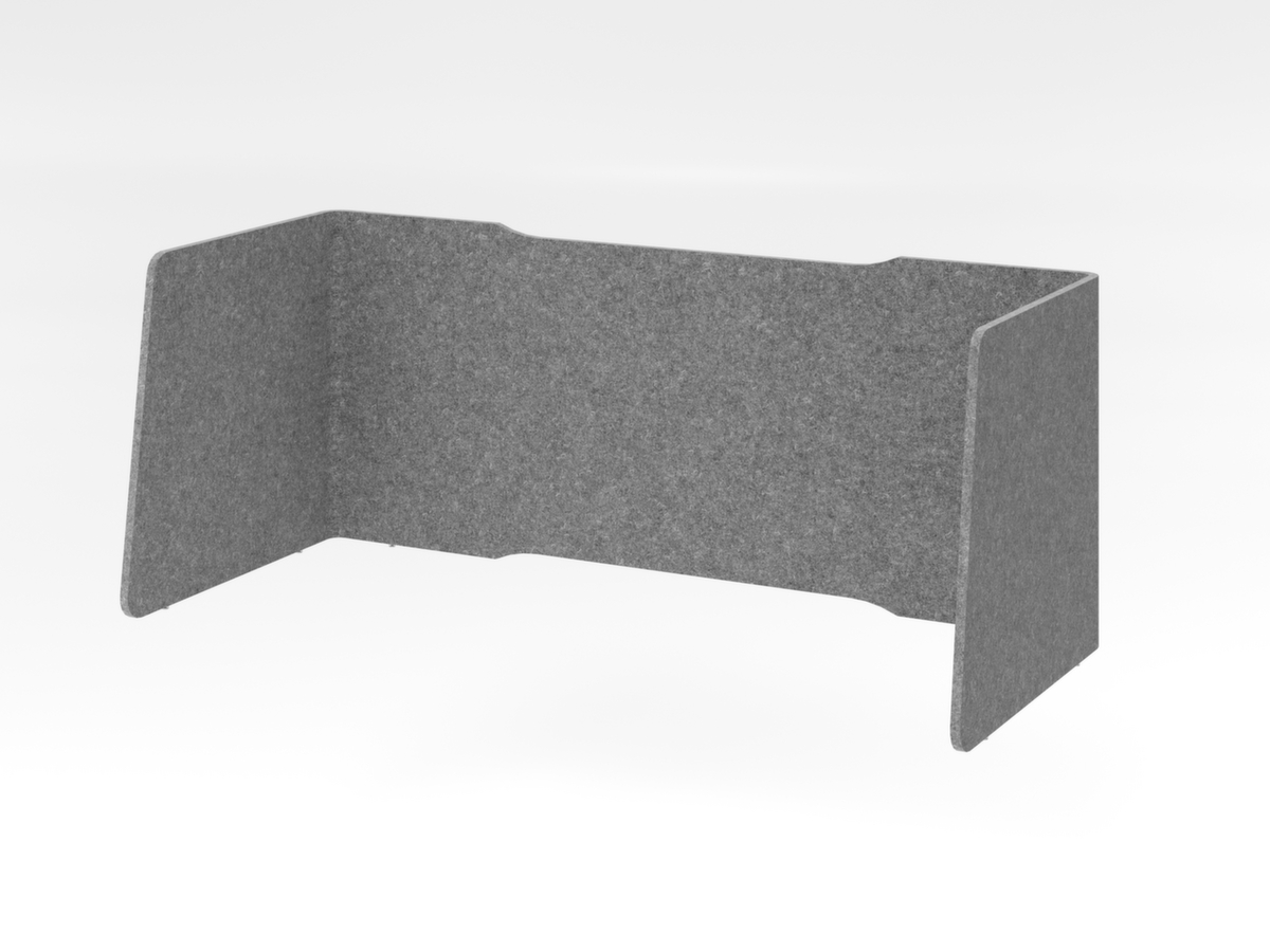 Schallabsorbierende Tischtrennwand, Höhe x Breite 600 x 1540 mm, Wand grau meliert Standard 1 ZOOM