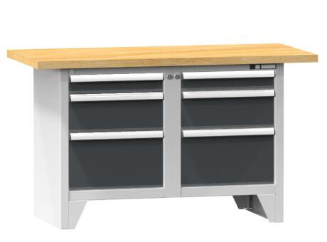 Werkbank Spinell, 6 Schubladen, RAL7035 Lichtgrau/RAL7016 Anthrazitgrau