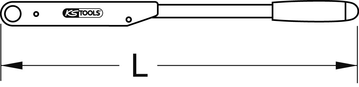 KS Tools 1" Kurzweg-Drehmomentschlüssel Technische Zeichnung 1 ZOOM