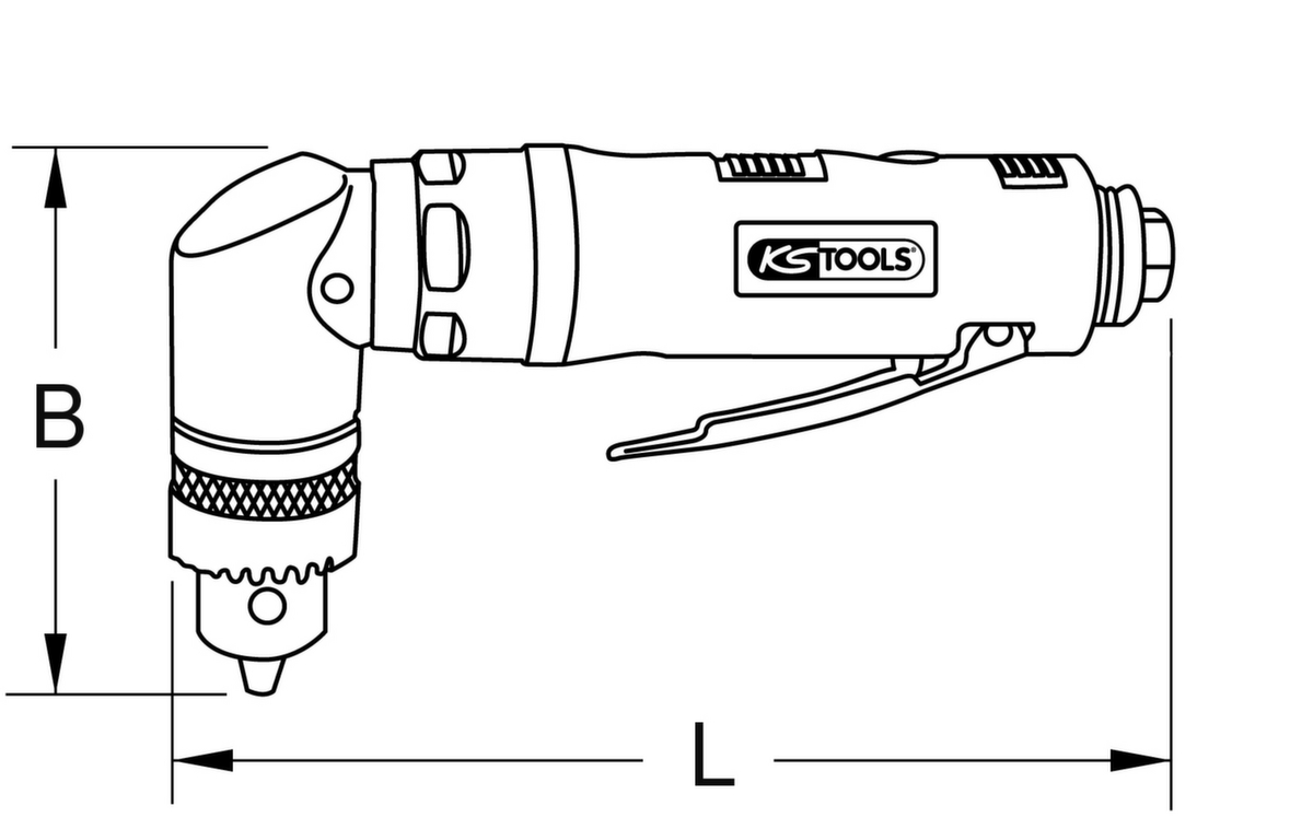 KS Tools 10 mm Druckluft-Winkelbohrmaschine Standard 8 ZOOM
