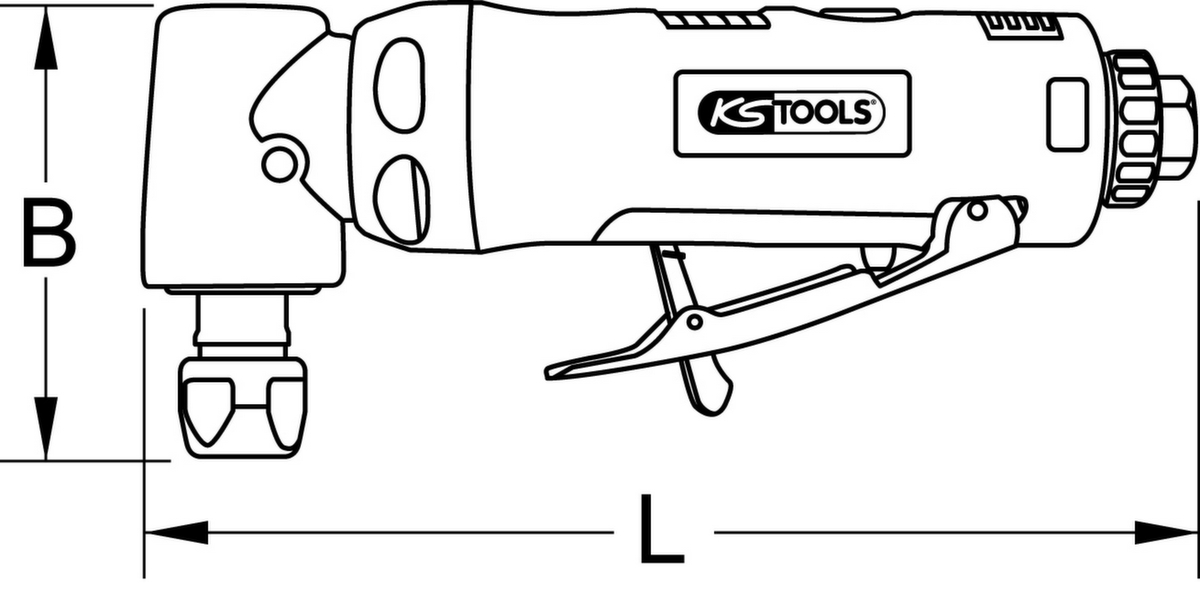 KS Tools SlimPOWER Mini-Druckluft-Winkelstabschleifer Standard 8 ZOOM