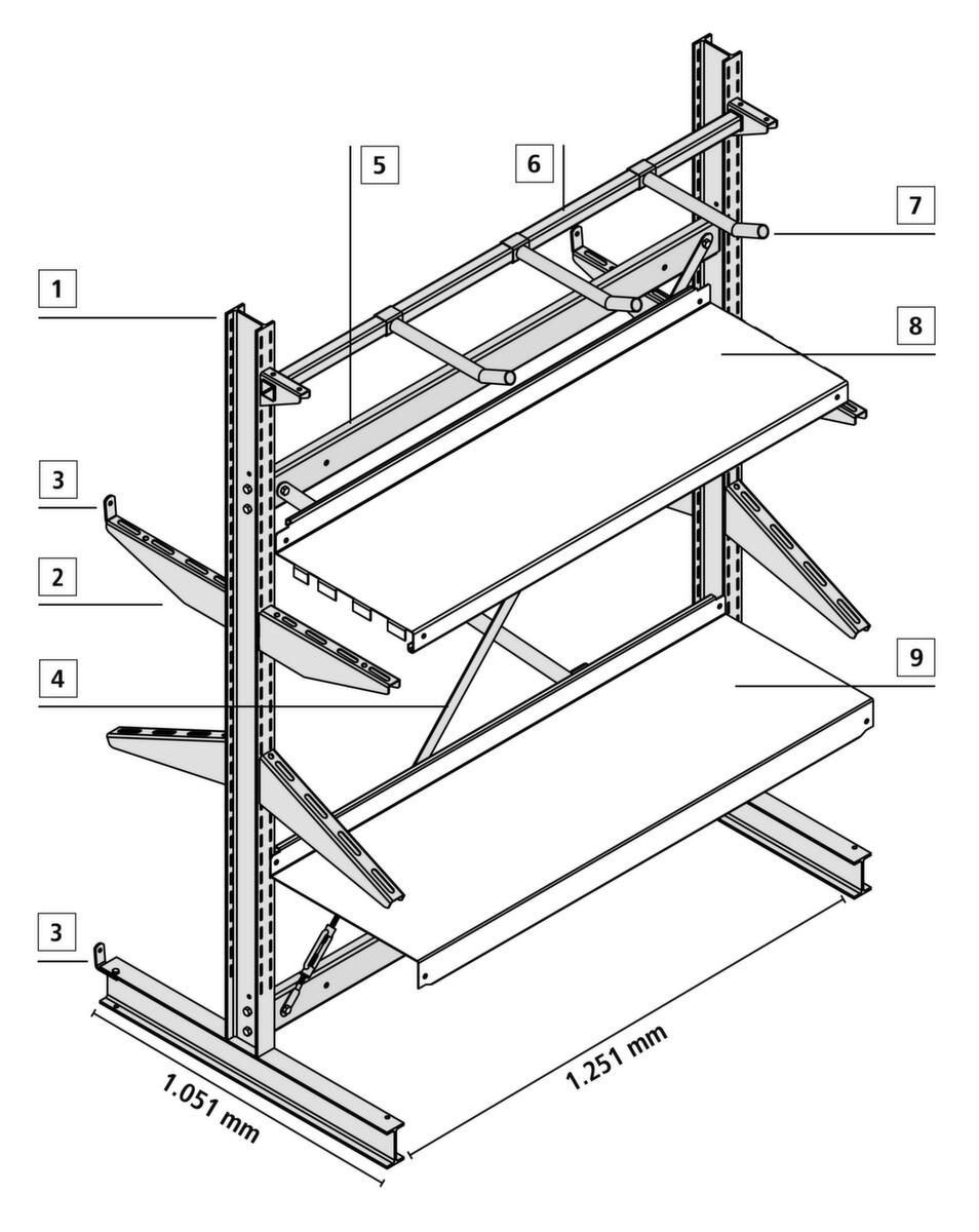 Ständer und Kragarm zur ein- oder beidseitigen Nutzung Technische Zeichnung 4 ZOOM