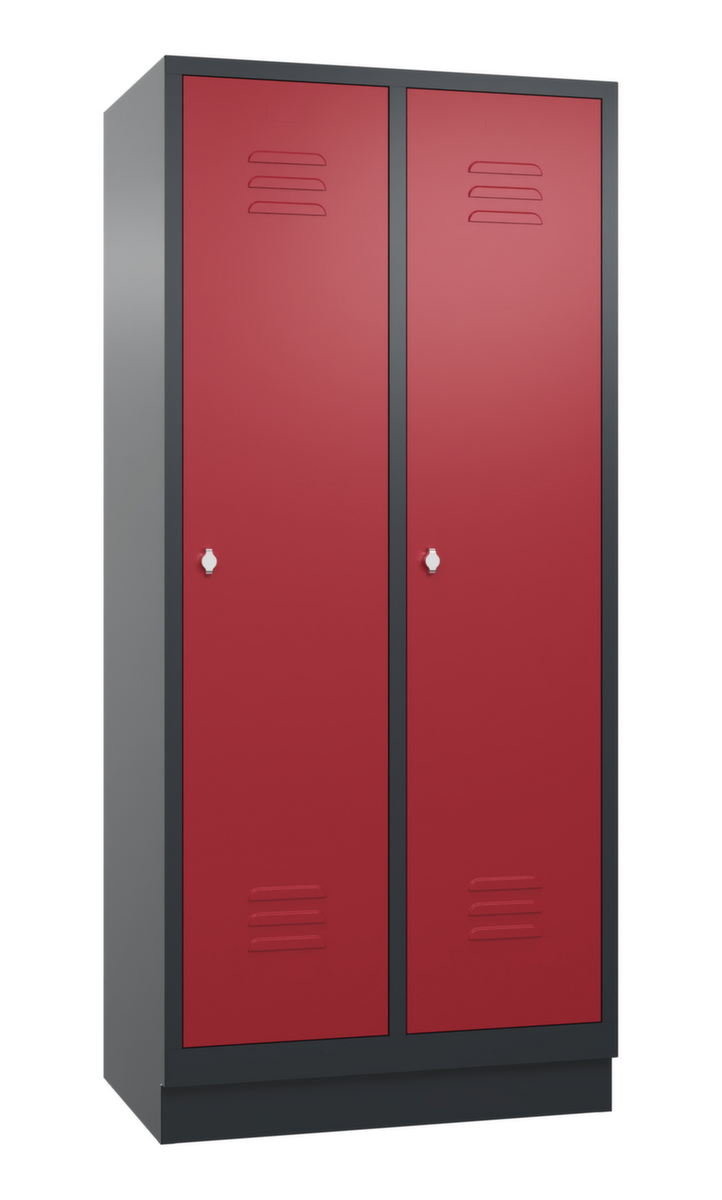 C+P Garderobenschrank Classic mit 2 Abteilen + Mitteltrennwand + Türen geschlitzt, Abteilbreite 400 mm