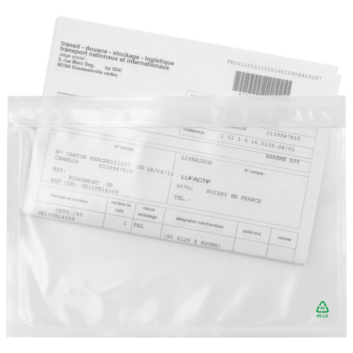 Dokumententasche Greenlist "Lieferschein-Rechnung/Packing list-Invoice", DIN lang Standard 1 ZOOM