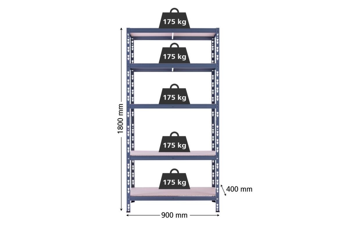 Schwerlastregal, Höhe x Breite x Tiefe 1800 x 900 x 400 mm, 5 Böden Standard 3 ZOOM