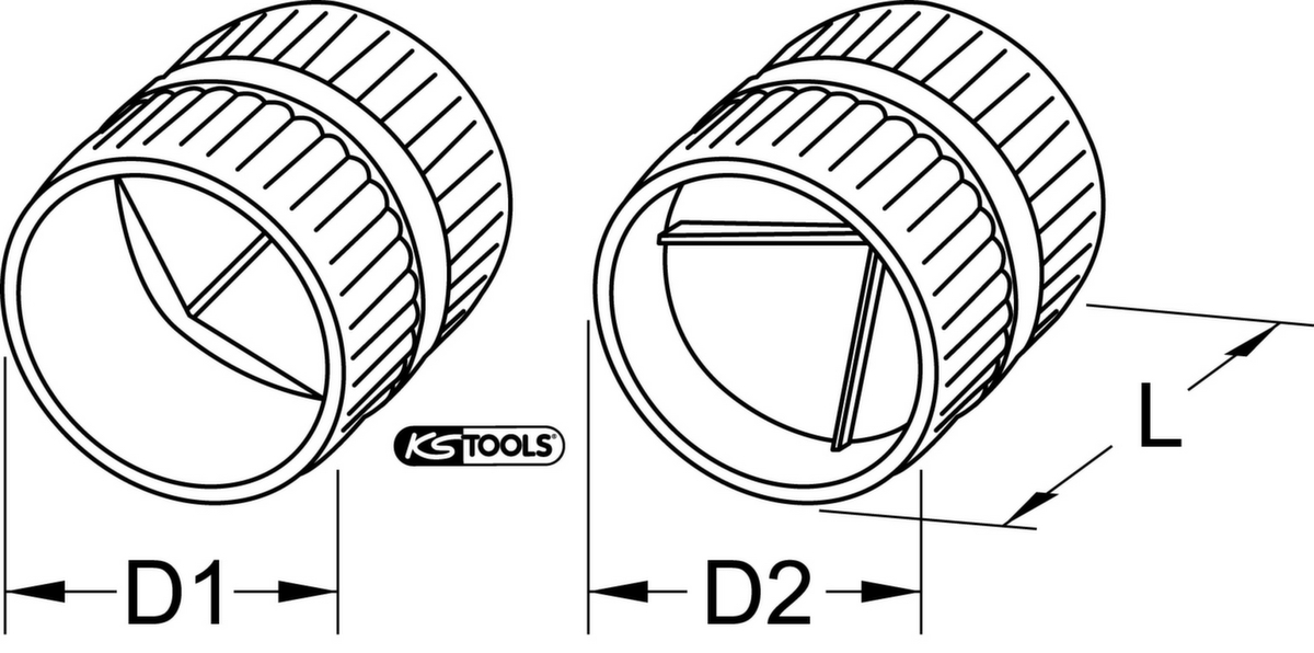 KS Tools Innen- und Außen-Entgrater Technische Zeichnung 1 ZOOM