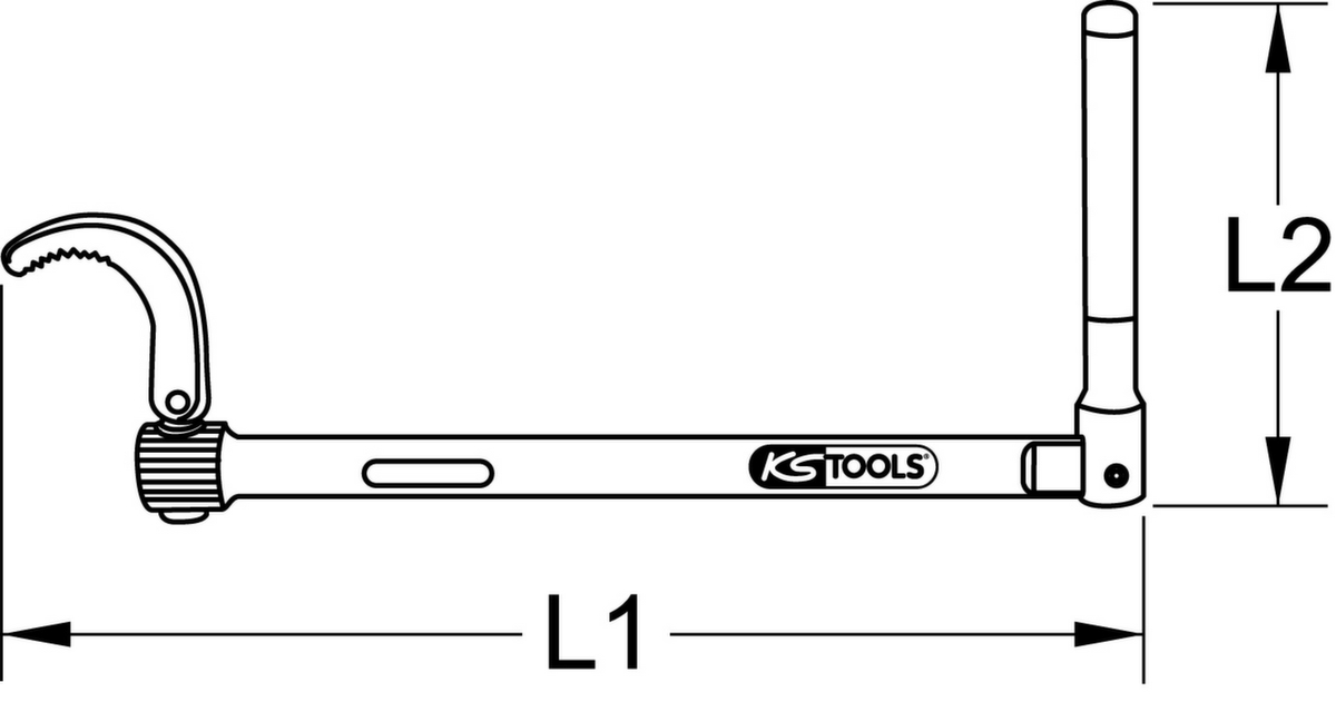 KS Tools Standhahn-Mutternschlüssel Ø 10-32mm Technische Zeichnung 1 ZOOM