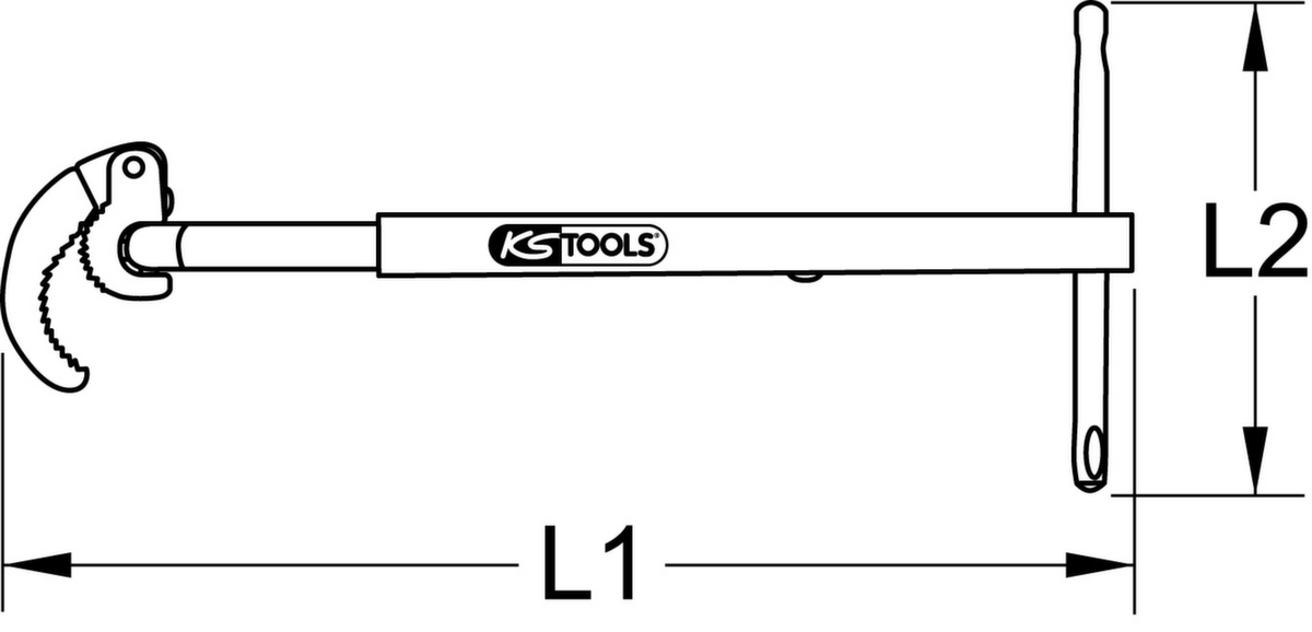 KS Tools Teleskop-Standhahn-Mutternschlüssel Technische Zeichnung 1 ZOOM