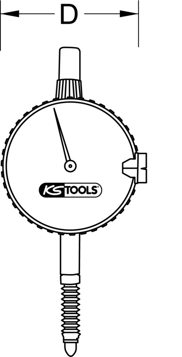 KS Tools Präzisions-Messuhr 0-10mm Technische Zeichnung 1 ZOOM