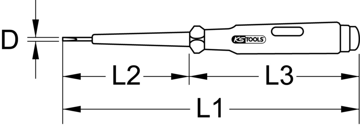 KS Tools Spannungsprüfer Technische Zeichnung 1 ZOOM