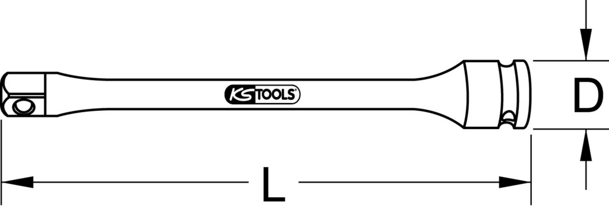 KS Tools 1/2" Kraft-Torsions-Verlängerung Technische Zeichnung 1 ZOOM