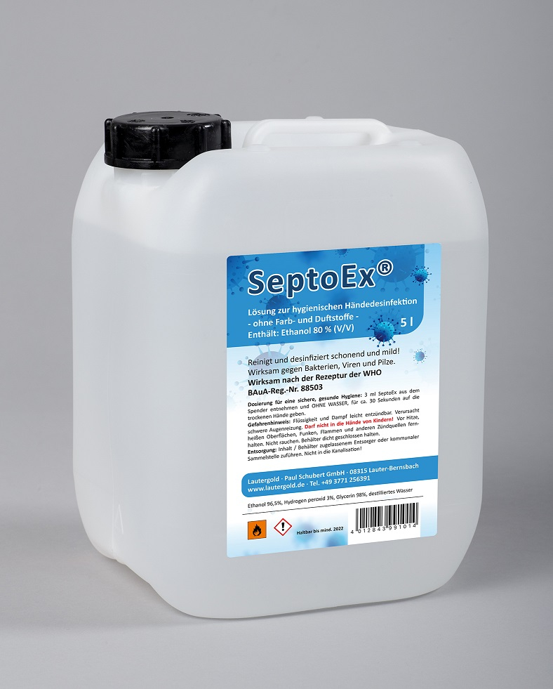 ultraMEDIC Handdesinfektionsmittel SeptoEx, 5 l, Wirksam nach der Rezeptur der WHO gegen Bakterien, Viren und Pilze Standard 1 ZOOM
