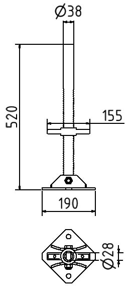 Schake Füße für Aufstellvorrichtung Technische Zeichnung 1 ZOOM