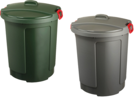 Abfallbehälter mit Klemmverschlüssen am Deckel