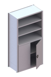 67907 CLIP 100 GR Schrankmodul 2000x1000x500 RAL 7035 kpl. mit 6 Böden und Tür 1m