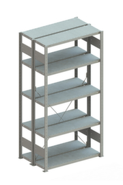 META Lagerregal CLIP 230, Höhe x Breite x Tiefe 2000 x 1056 x 336 mm, 5 Böden