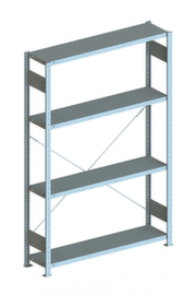 META Lagerregal CLIP 230, Höhe x Breite x Tiefe 2000 x 1356 x 336 mm, 4 Böden