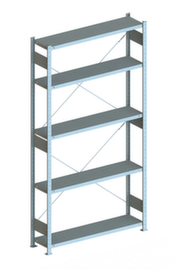 META Lagerregal CLIP 230, Höhe x Breite x Tiefe 2500 x 1356 x 336 mm, 5 Böden