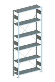META Lagerregal CLIP S3, Höhe x Breite x Tiefe 2500 x 1056 x 336 mm, 6 Böden