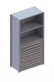 98994 CLIP 100 GR Schrankmodul 2000x1000x500 RAL 7035 3 Böden+3 Schubladen 100/200