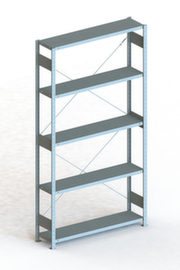 META Lagerregal CLIP S3 230, Höhe x Breite x Tiefe 2500 x 1356 x 336 mm, 5 Böden