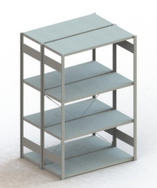 META Lagerregal CLIP S3 230, Höhe x Breite x Tiefe 2000 x 1356 x 536 mm, 4 Böden