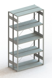 META Lagerregal CLIP S3 230, Höhe x Breite x Tiefe 2500 x 1356 x 336 mm, 5 Böden