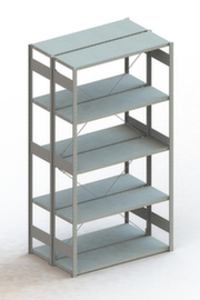 META Lagerregal CLIP S3 230, Höhe x Breite x Tiefe 2500 x 1356 x 436 mm, 5 Böden