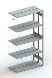 META Lagerregal CLIP S3 230, Höhe x Breite x Tiefe 2500 x 1306 x 336 mm, 5 Böden
