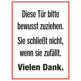 Türschild SafetyMarking® "Tür zuziehen"