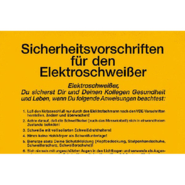 Aushang SafetyMarking® für Betrieb, "Sicherheitsvorschriften für den Elektroschweißer"