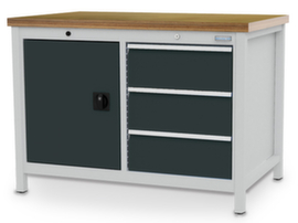 Bedrunka + Hirth Kastenwerkbank, 3 Schubladen, 1 Schrank, RAL7035 Lichtgrau/RAL7016 Anthrazitgrau