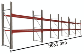 META Palettenregal MULTIPAL für 30 Paletten, 9635 mm breit, 2 Lagerebenen