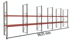 META Palettenregal MULTIPAL für 30 Paletten, 9635 mm breit, 3 Lagerebenen