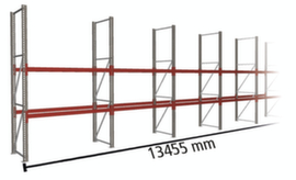 META Palettenregal MULTIPAL für 42 Paletten, 13455 mm breit, 3 Lagerebenen