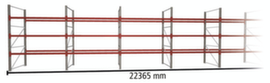 META Palettenregal MULTIPAL für 96 Paletten, 22365 mm breit, 4 Lagerebenen