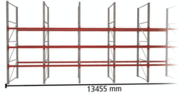 META Palettenregal MULTIPAL für 56 Paletten, 13455 mm breit, 4 Lagerebenen