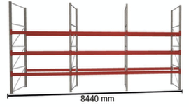META Palettenregal MULTIPAL für 36 Paletten, 8440 mm breit, 4 Lagerebenen