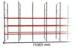 META Palettenregal MULTIPAL für 64 Paletten, 15365 mm breit, 4 Lagerebenen