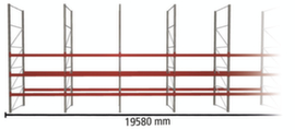META Palettenregal MULTIPAL für 84 Paletten, 19580 mm breit, 4 Lagerebenen