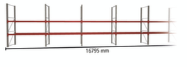 META Palettenregal MULTIPAL für 36 Paletten, 16795 mm breit, 3 Lagerebenen