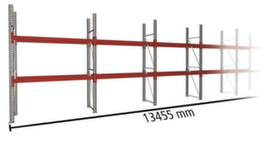 META Palettenregal MULTIPAL für 21 Paletten, 13455 mm breit, 3 Lagerebenen