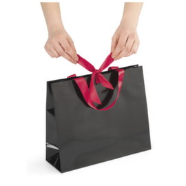 Lackpapier-Tragetaschen mit Satinschleife 300 x 100 x 250 mm schwarz